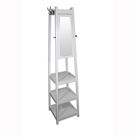 ORE FURNITURE Ore Furniture FW1394W 72 in. 3-tier White Tower Shoe And Coat Rackmirror FW1394W